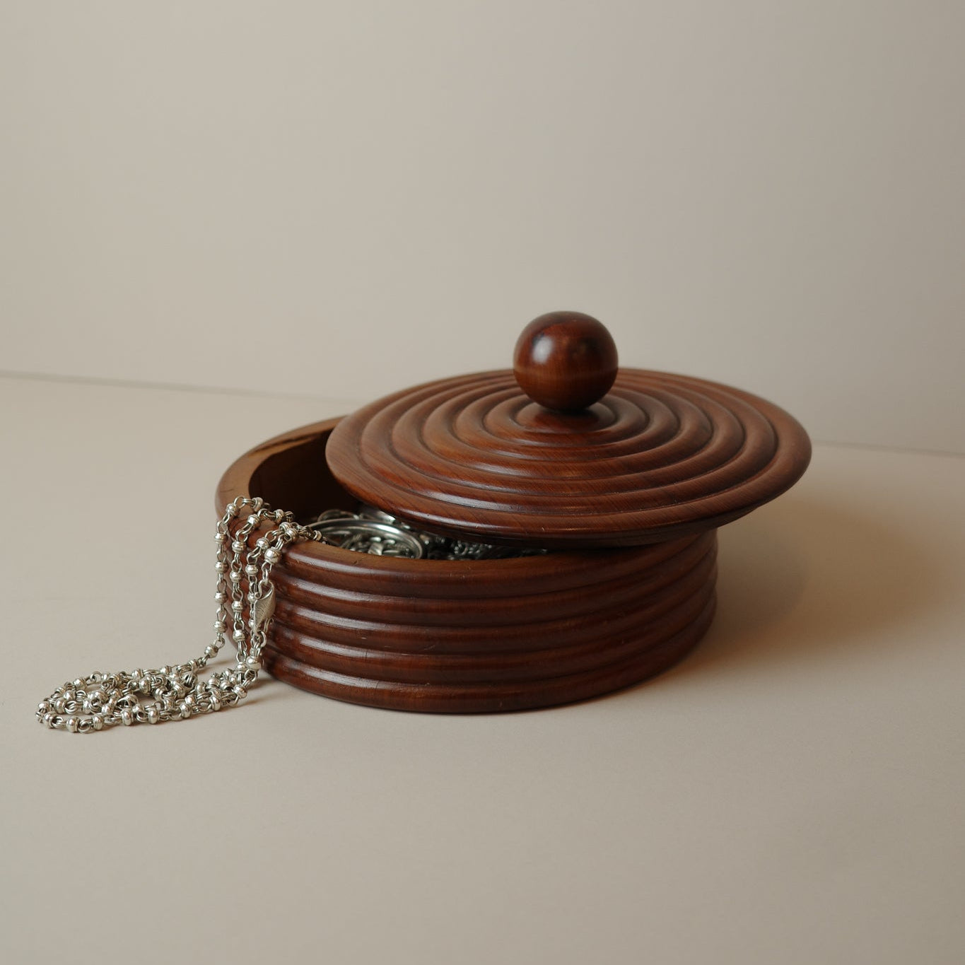 Vintage 1973 Moroccan Turned Wood Box