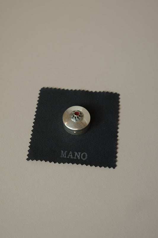 Silver Pill Box with Carnelian detail