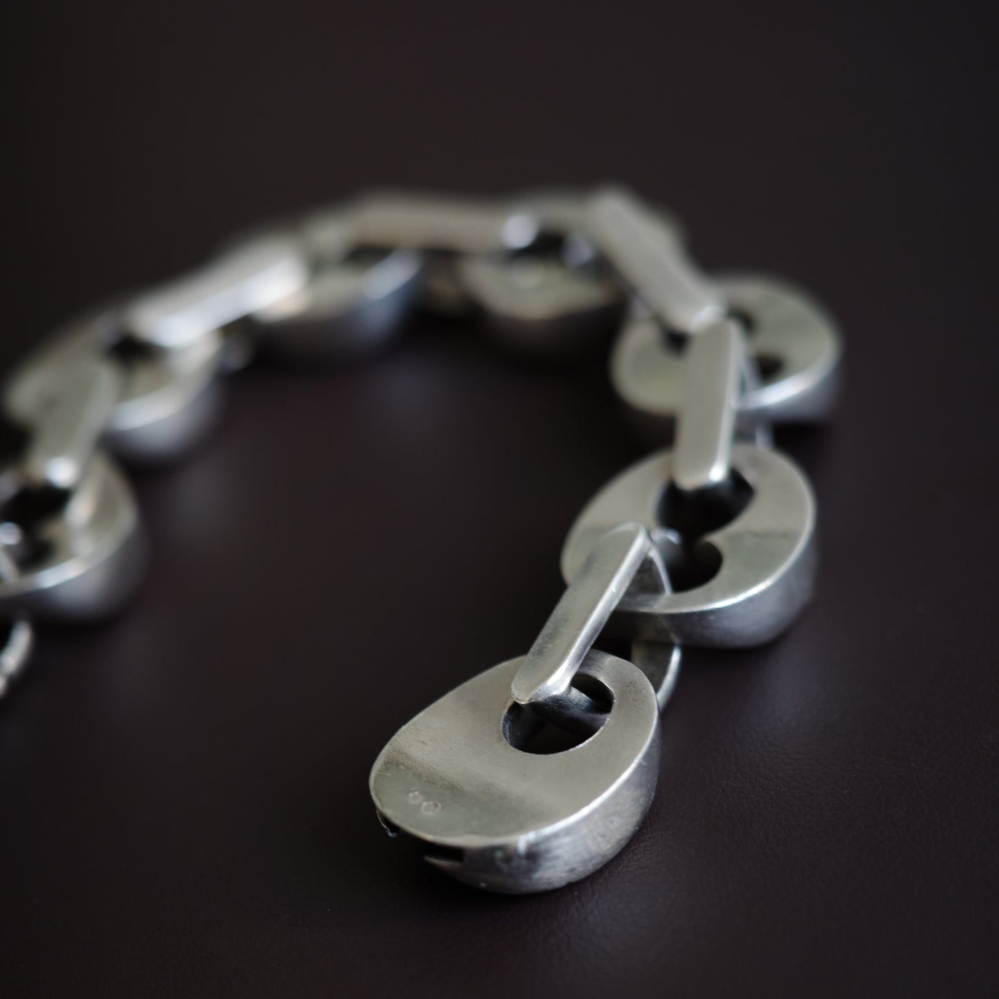 Solid sterling coffee bean bracelet