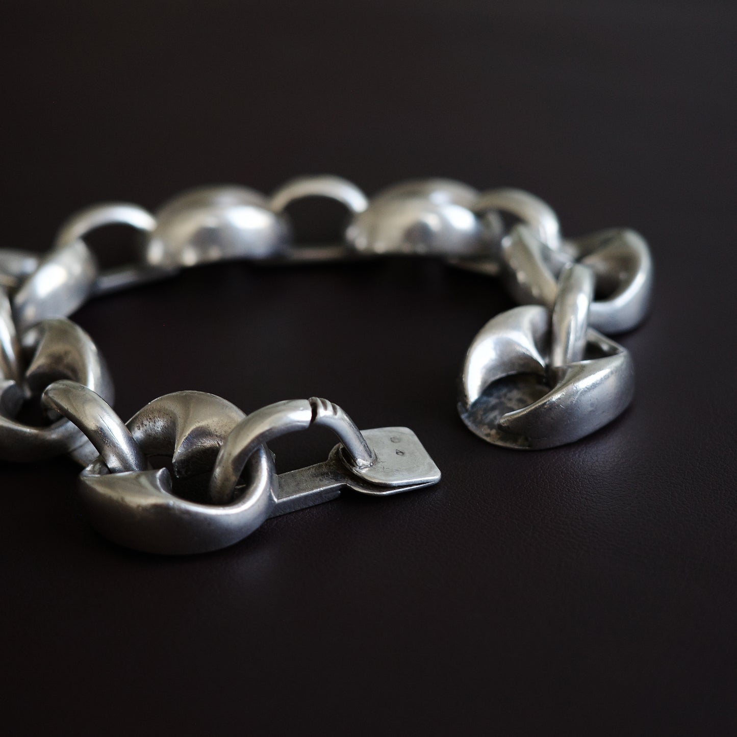 Solid sterling coffee bean bracelet