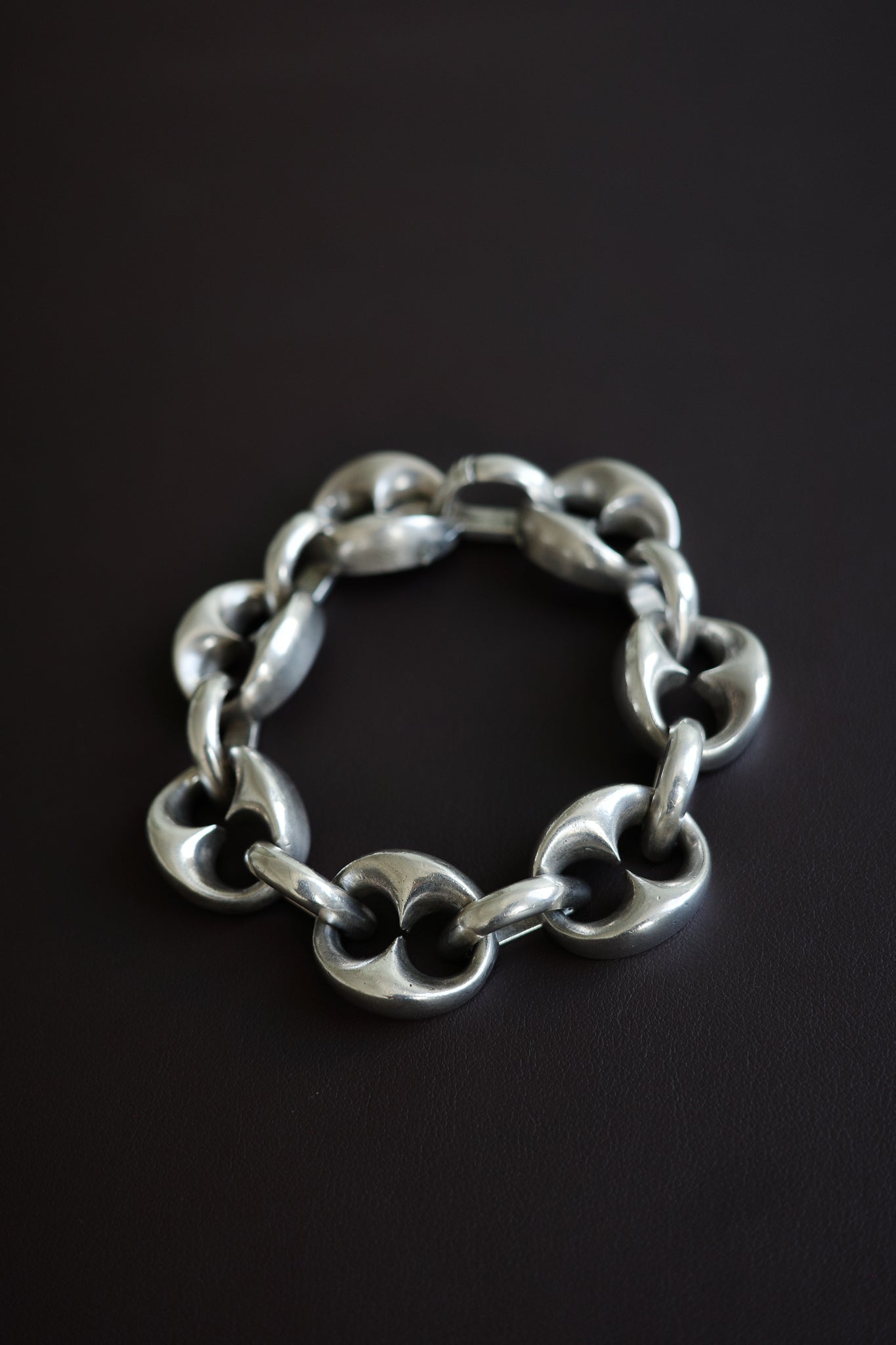 Solid sterling coffee bean bracelet