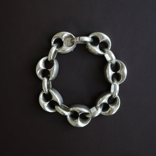 Solid sterling coffee bean bracelet