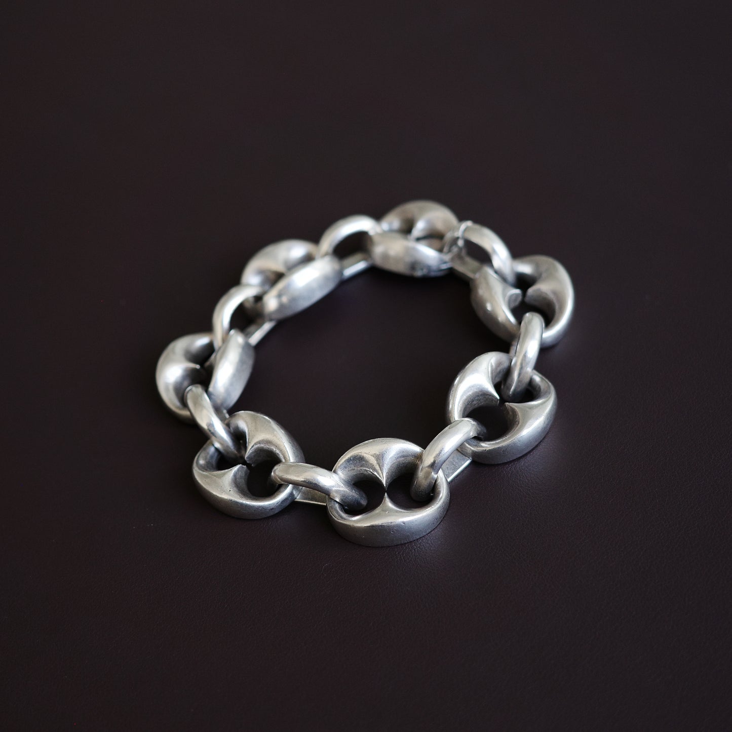 Solid sterling coffee bean bracelet