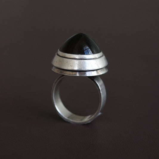 Bullet black quartz ring by Heikki Kaksonen