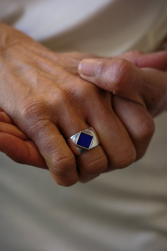 Studio-crafted lapis lazuli ring