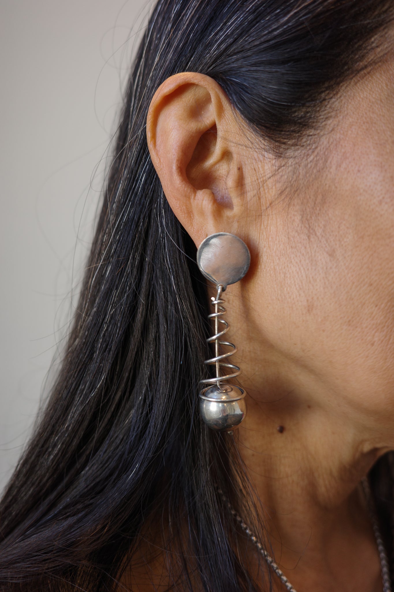 Mid-century Taxco spiral earrings