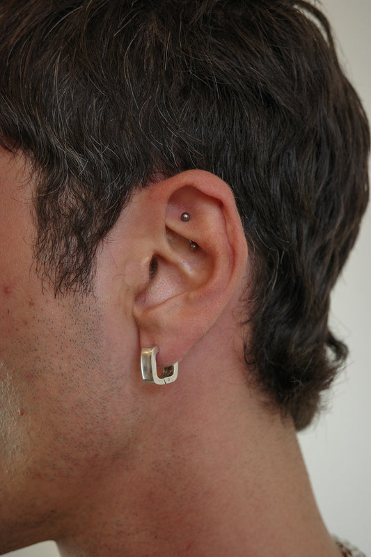 Square sterling hoops