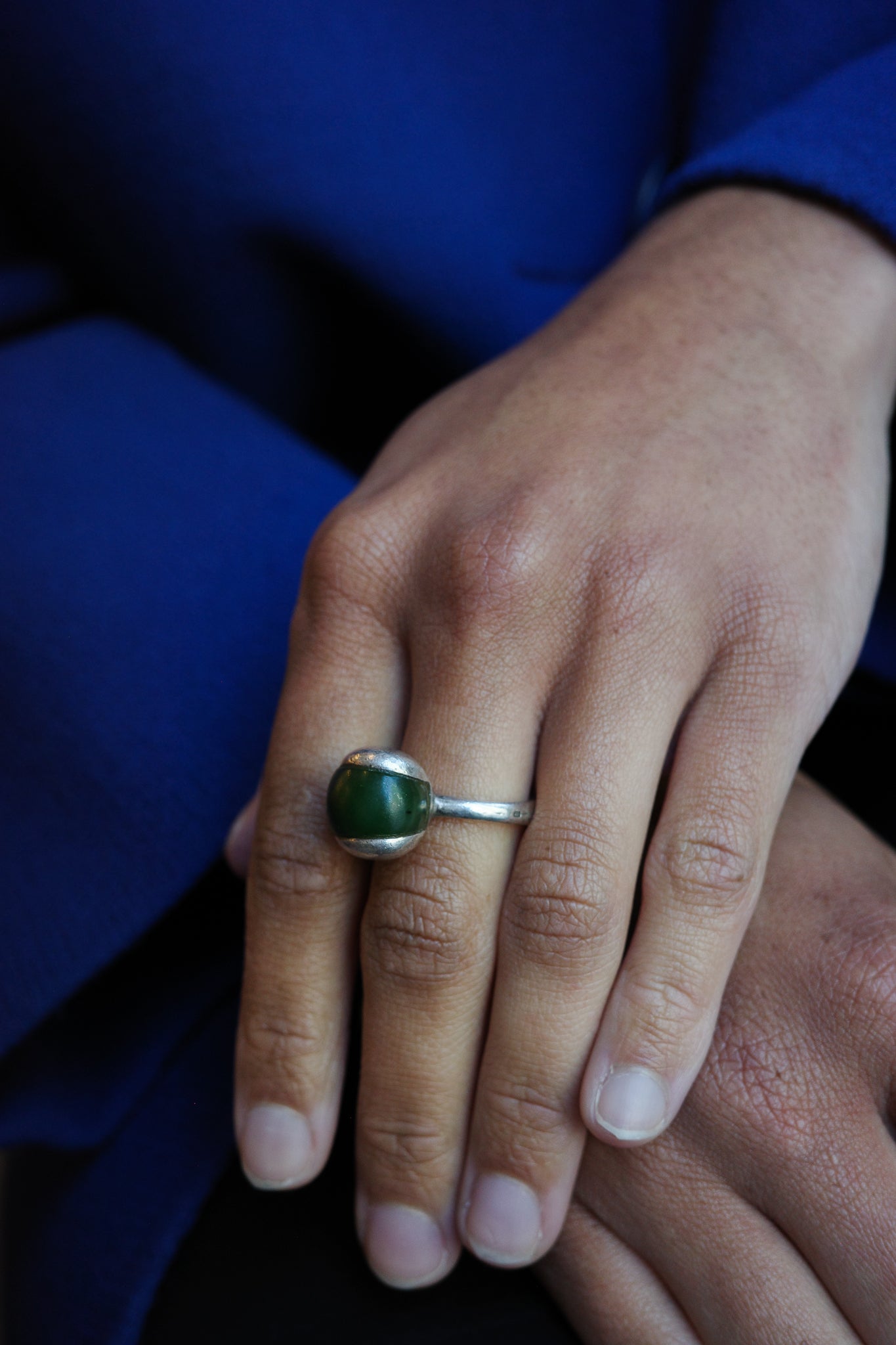 Sculptural green onyx ring