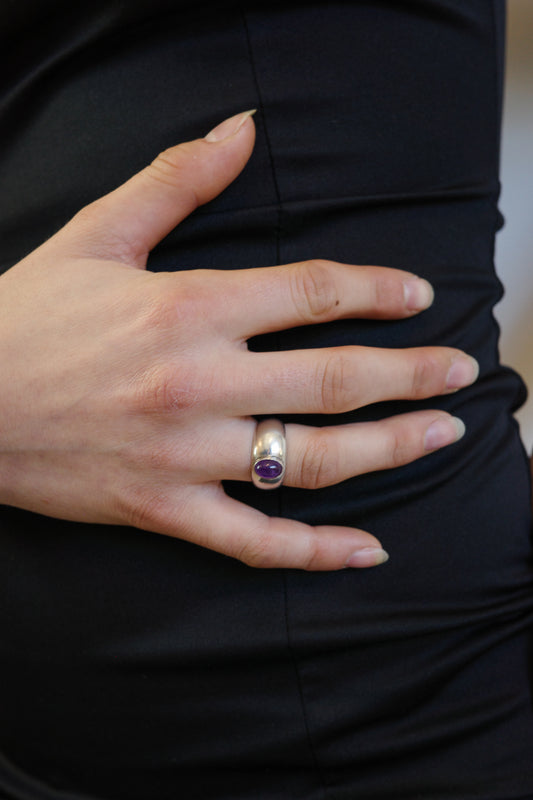 Amethyst everyday solid band ring