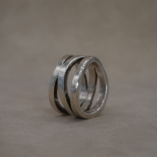 Three layered imperfect band ring by Palle Bisgaard