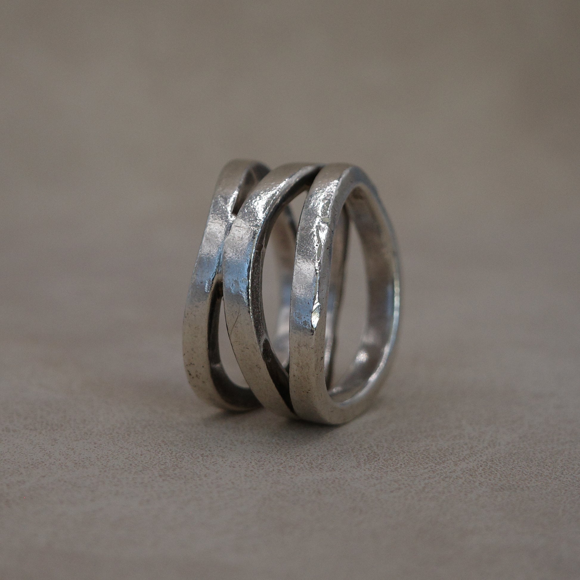 Three layered imperfect band ring by Palle Bisgaard