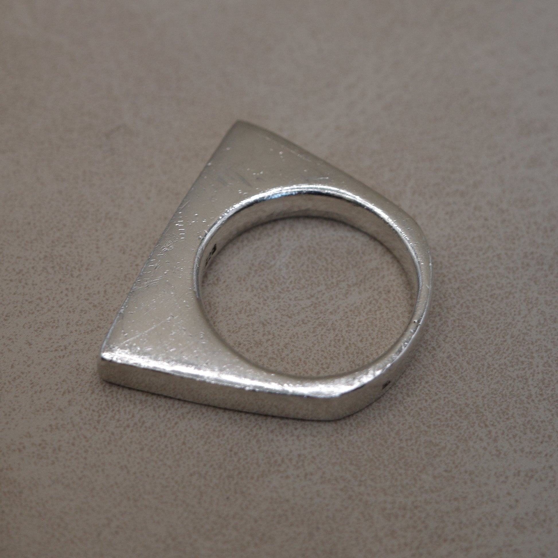 sharp edge solid silver ring