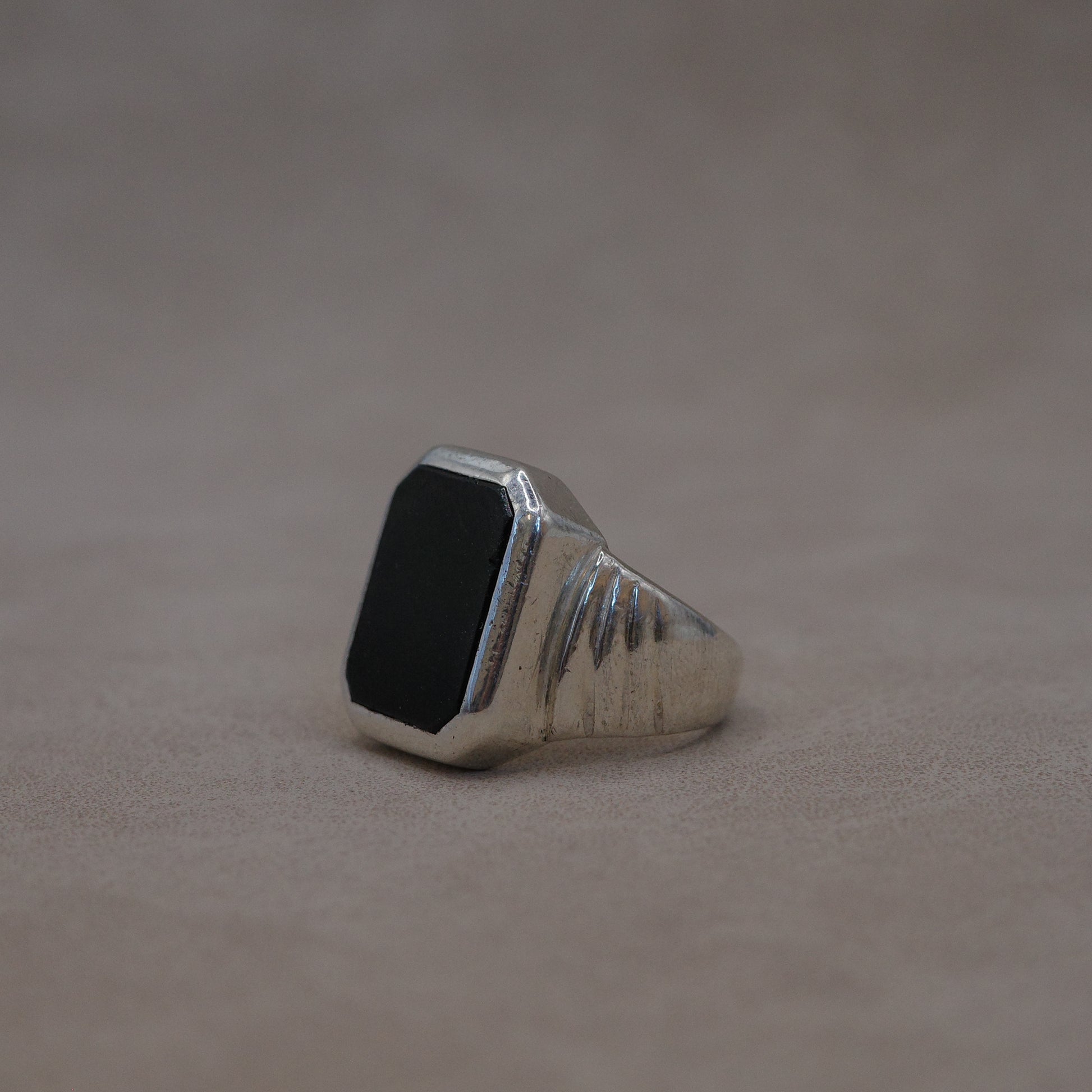 black onyx antique signet ring