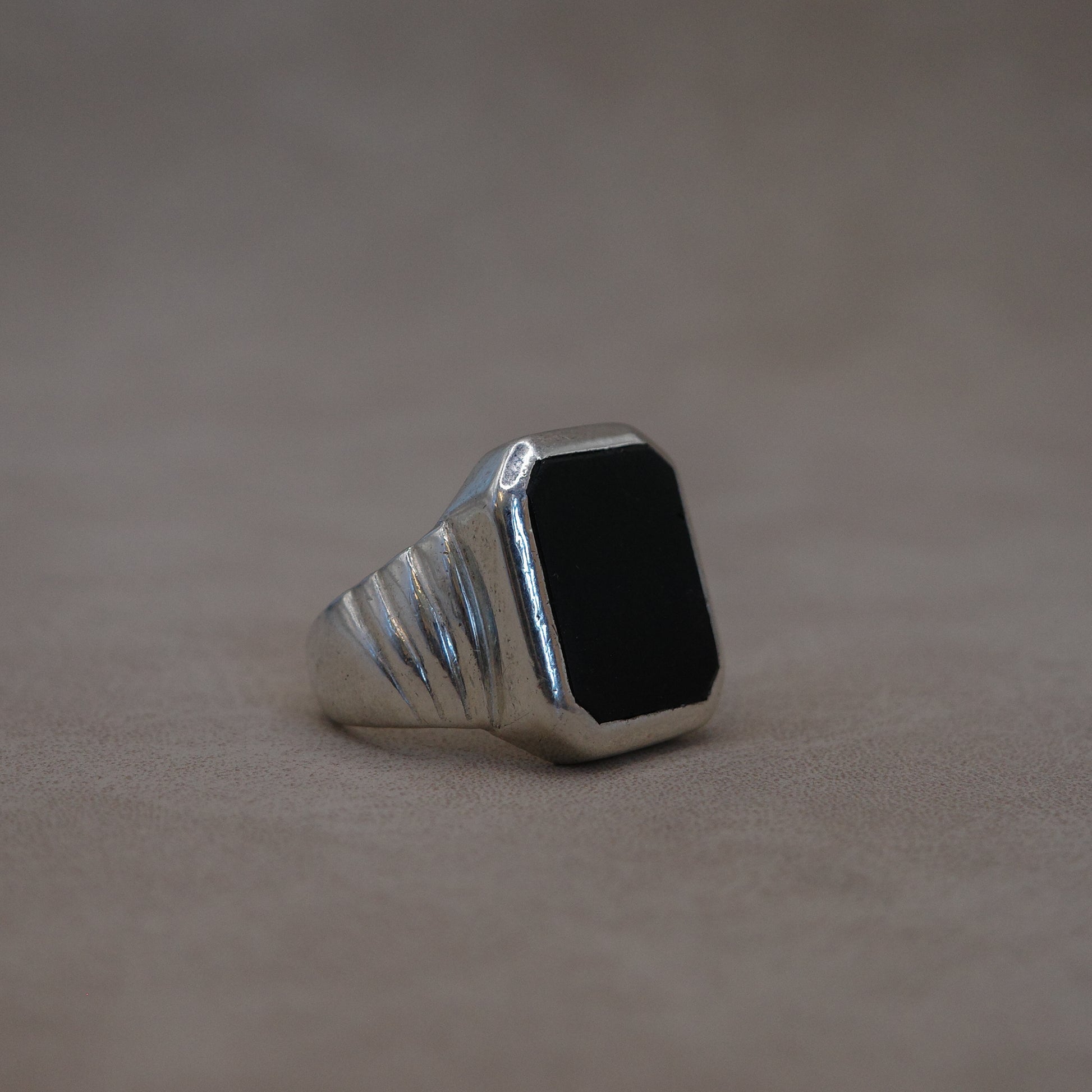 black onyx antique signet ring