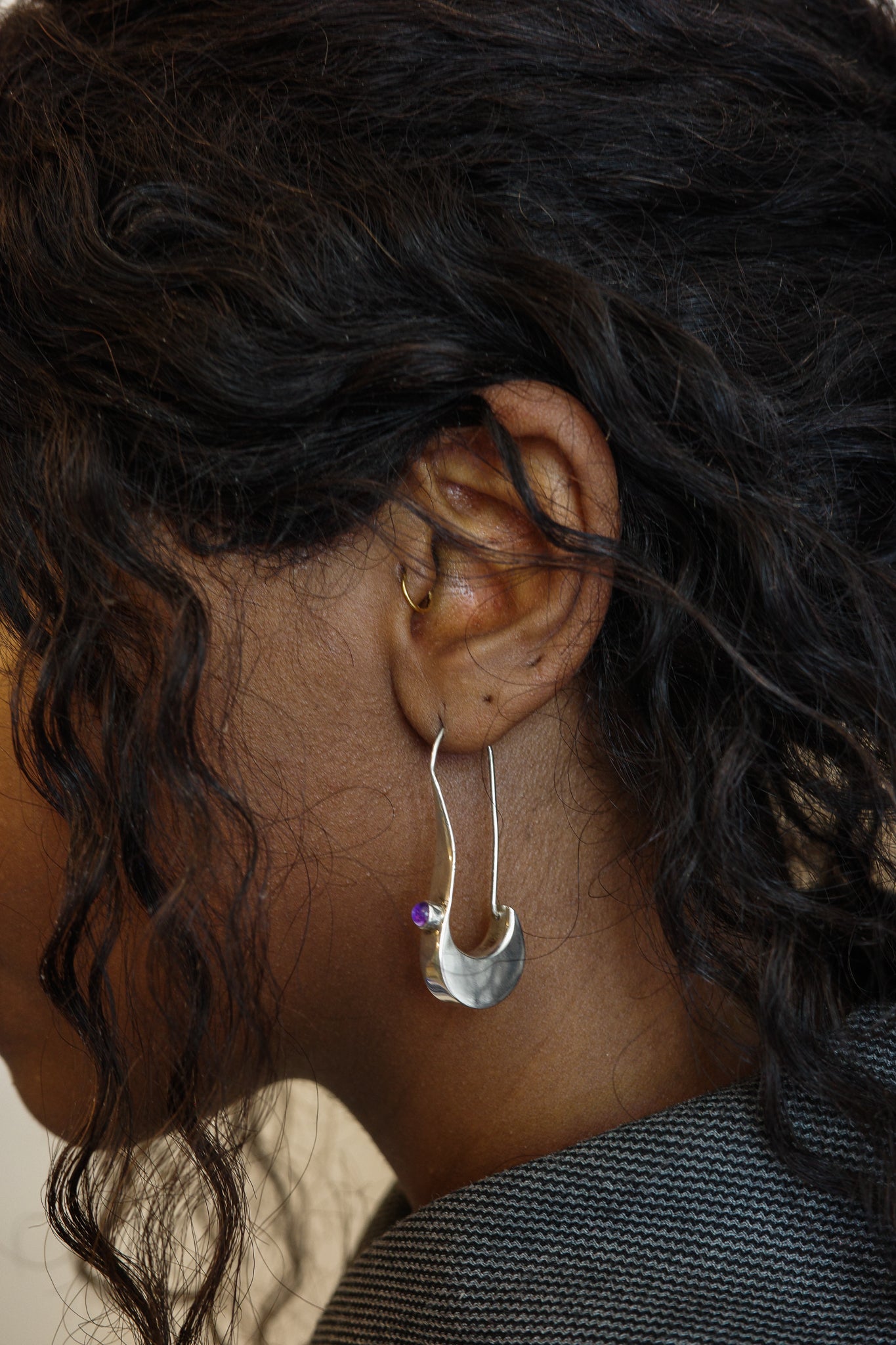 Sculptural amethyst drop earrings