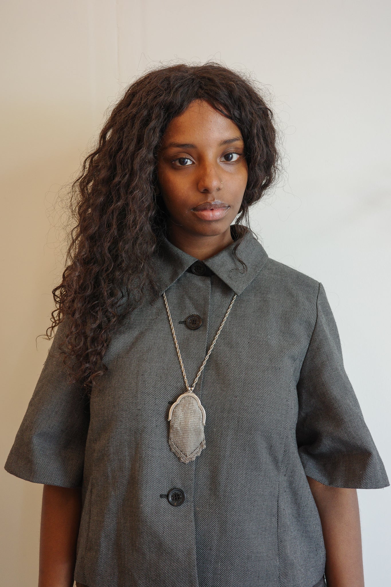 1930s silver mesh purse pendant