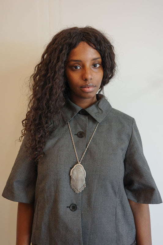 1930s silver mesh purse pendant