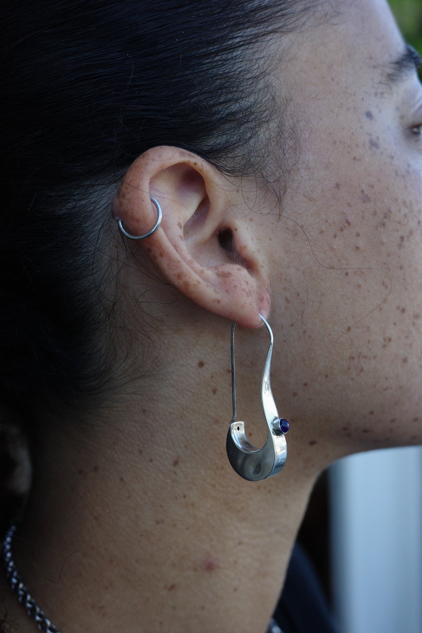 Sculptural amethyst drop earrings