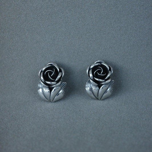 Mid-century flower ear clips
