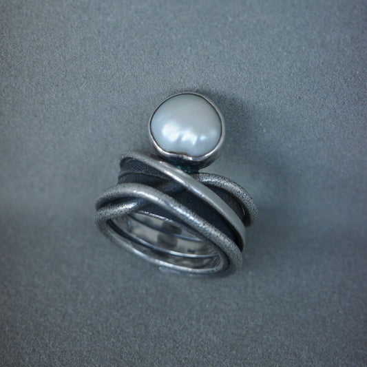 Danish pearl wrap ring