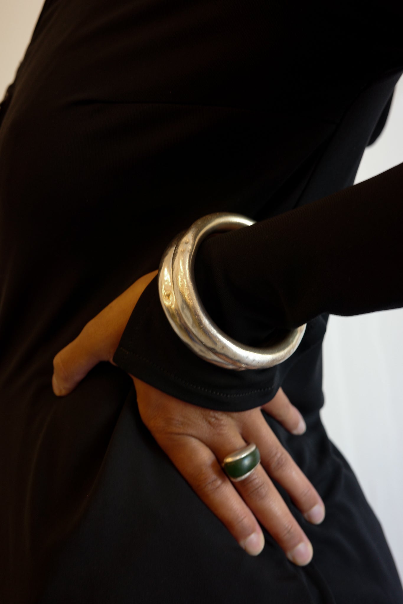 Sculptural green onyx ring