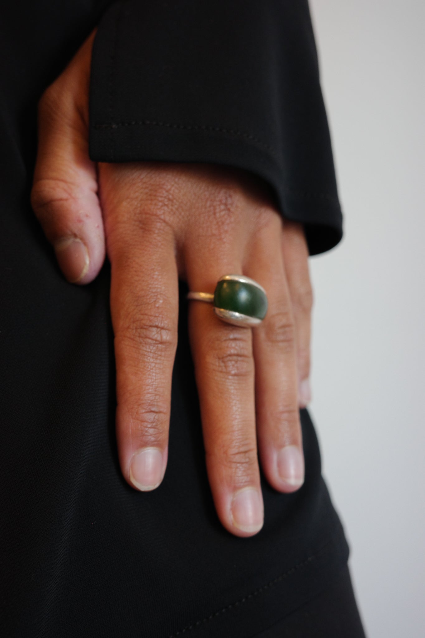 Sculptural green onyx ring