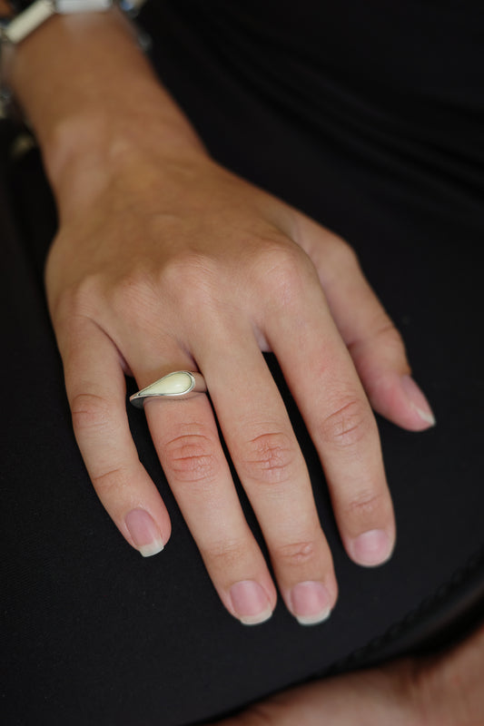 ivory tear drop ring