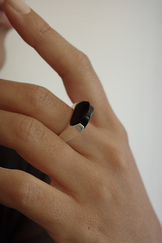 Black onyx modernist ring