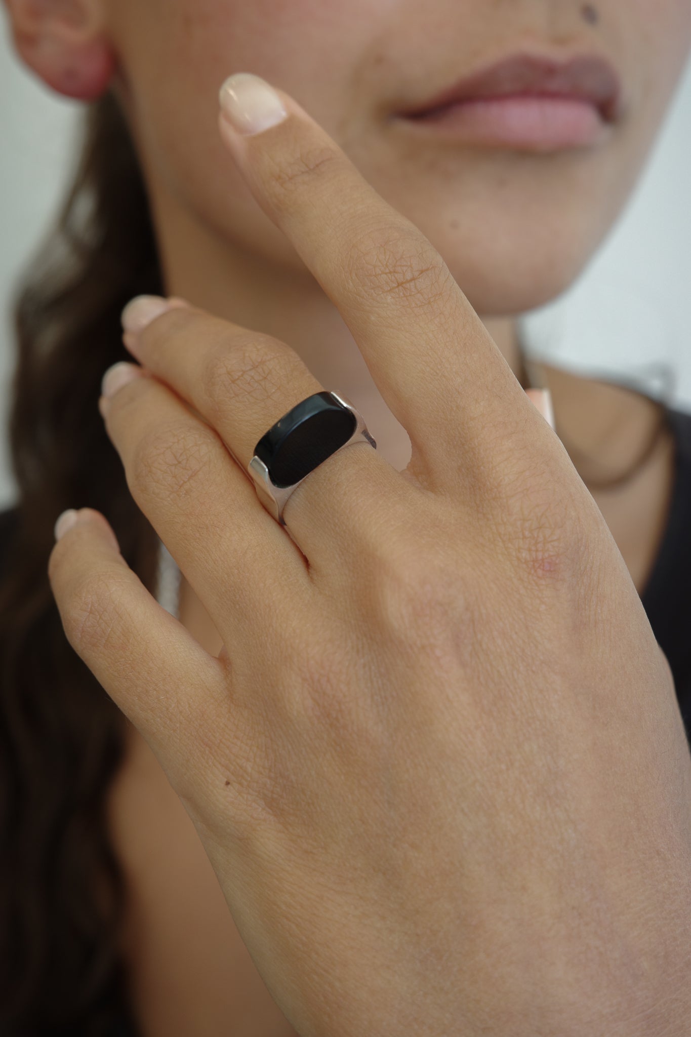 Black onyx modernist ring
