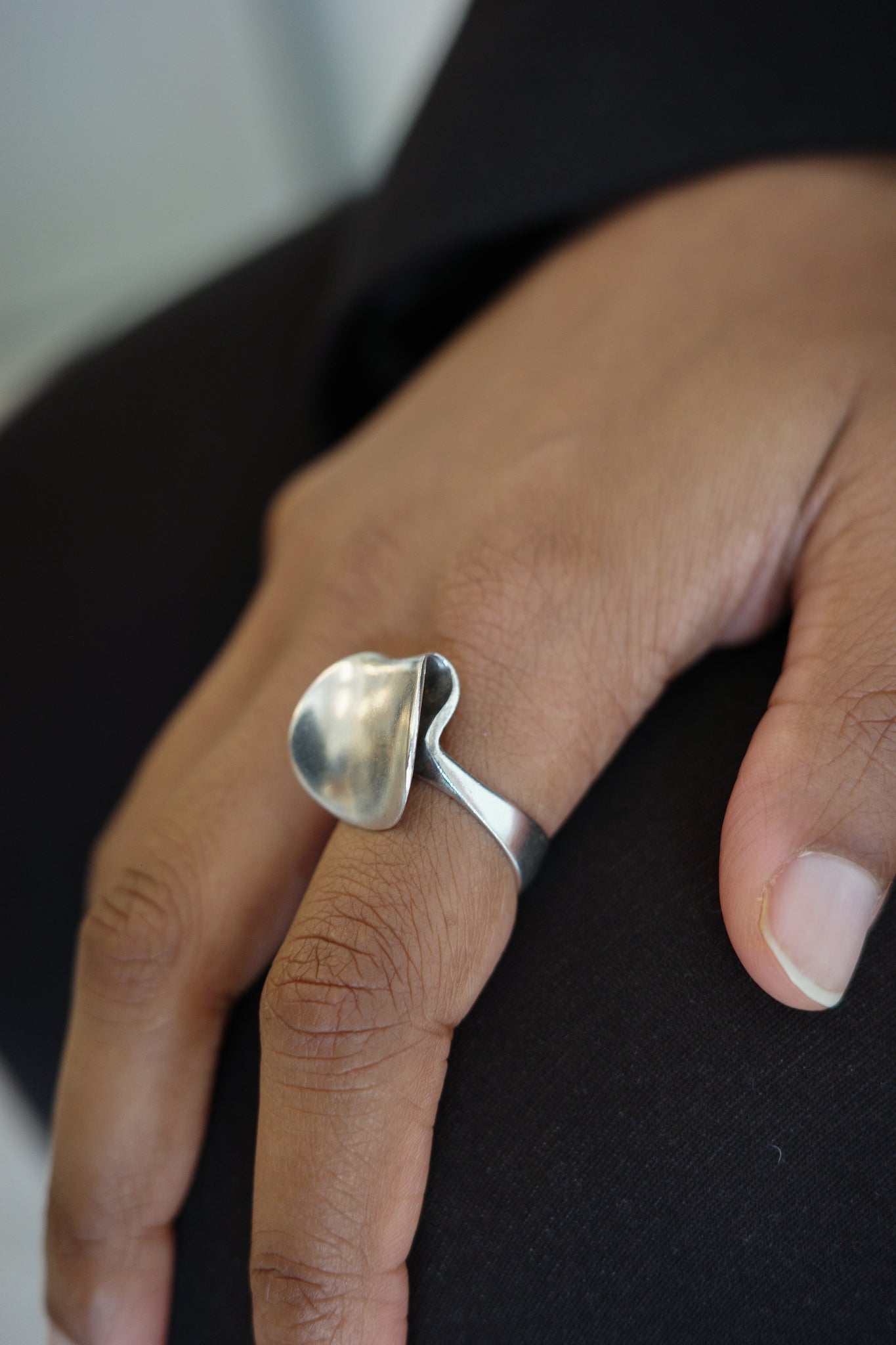 Sterling abstract folded ring