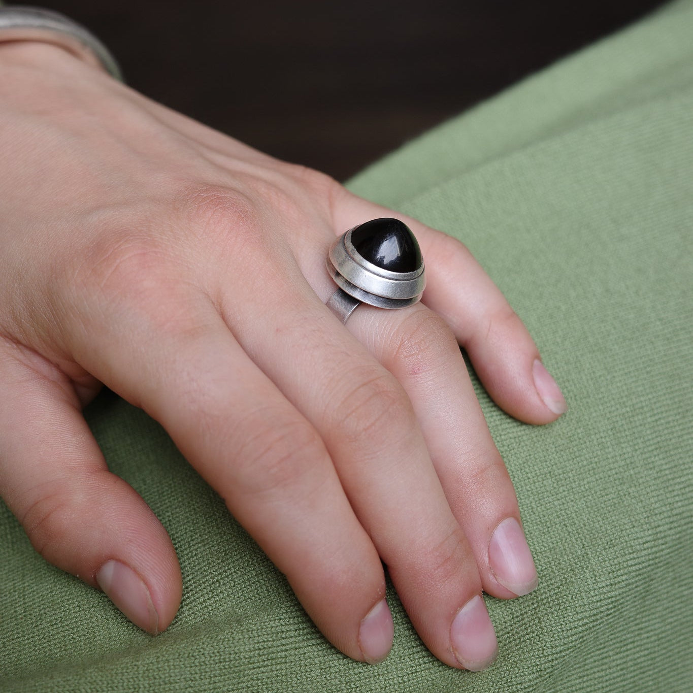 Bullet black quartz ring by Heikki Kaksonen