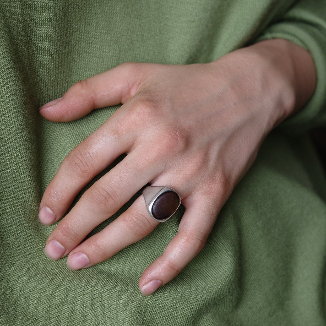 Sea glass signet ring