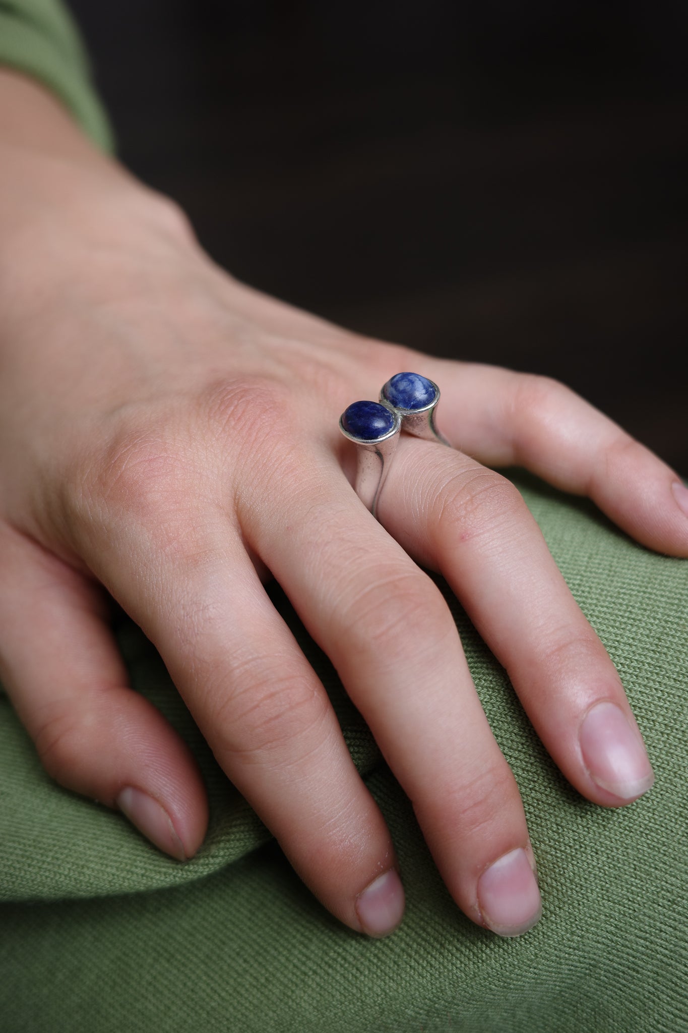 Scandinavian sculptural Lapis Lazuli ring
