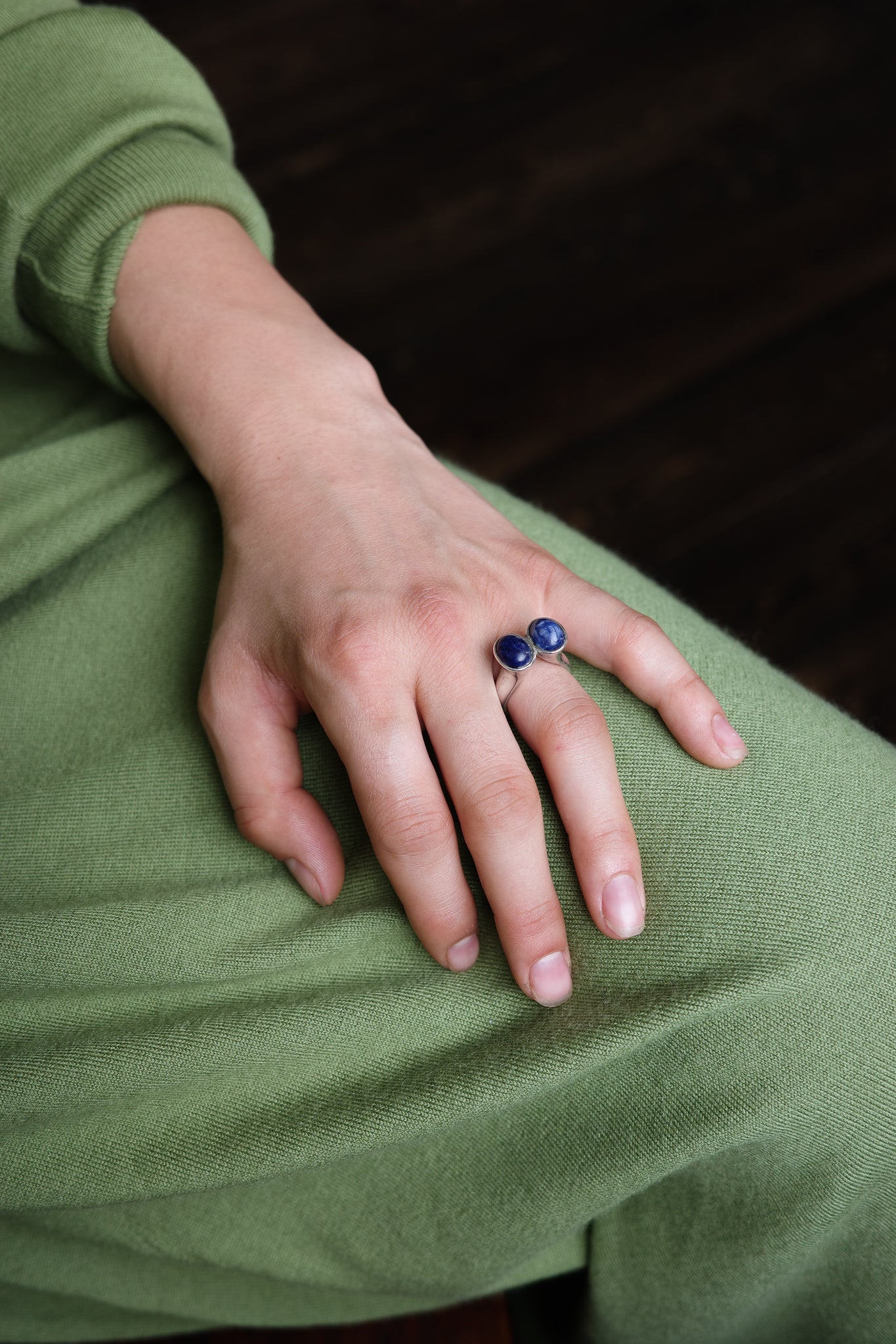 Scandinavian sculptural Lapis Lazuli ring