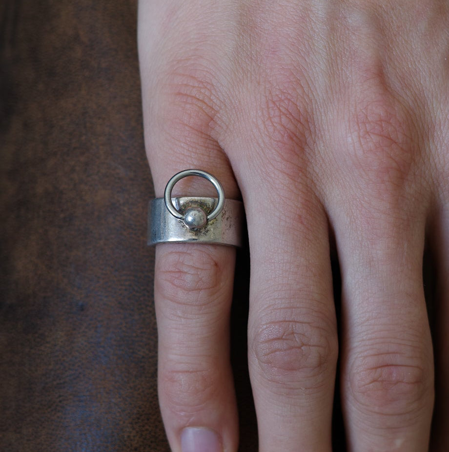 Solid band ring with hoop