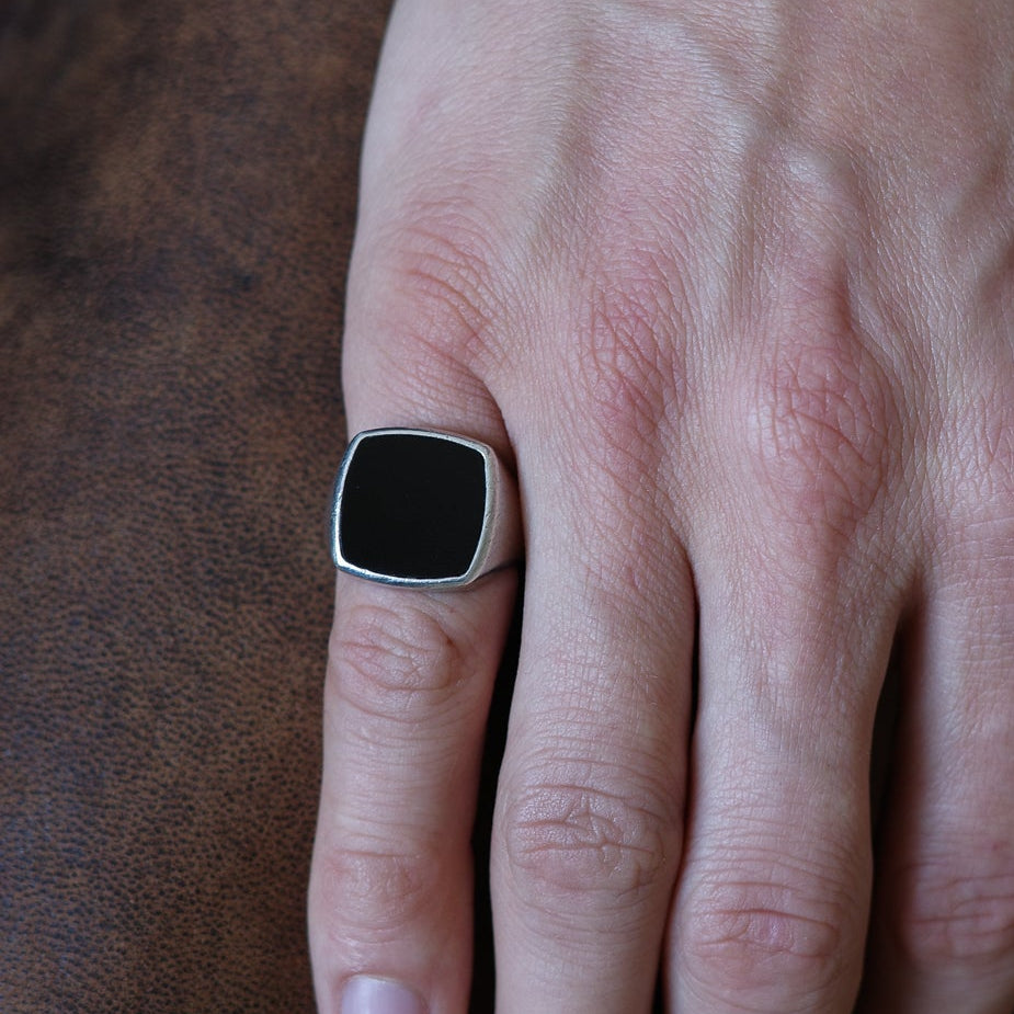Black onyx signet ring