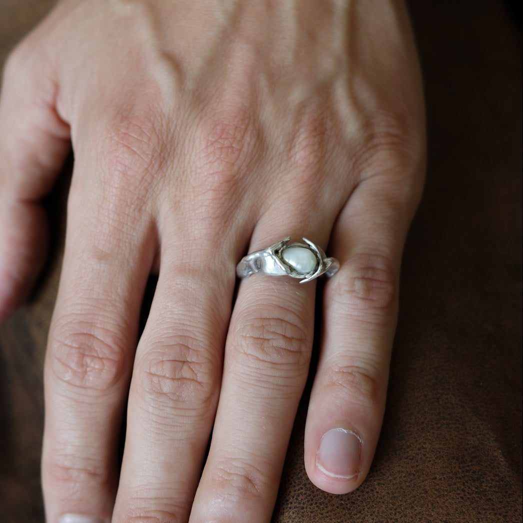Studio-crafted pearl ring