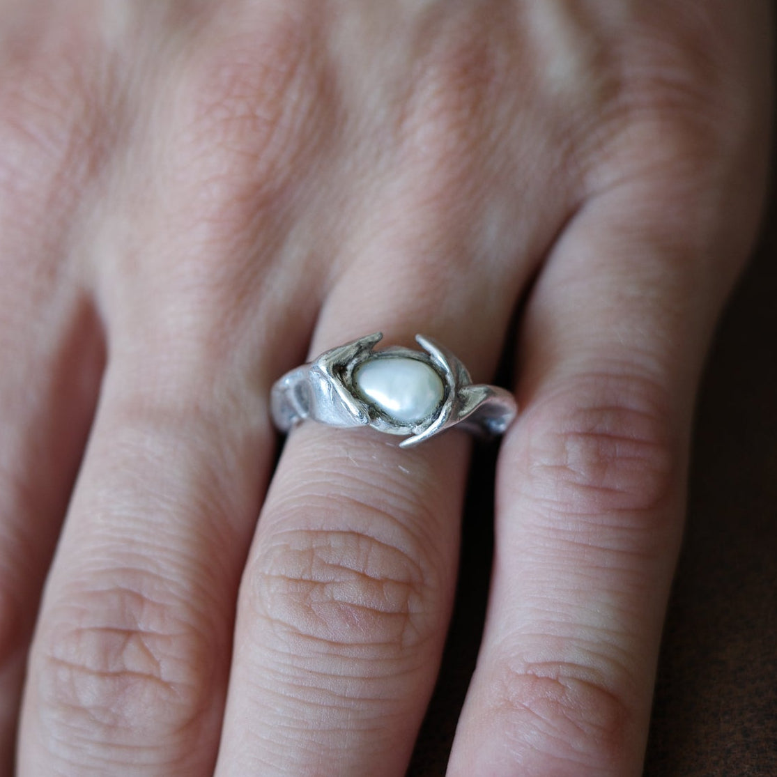 Studio-crafted pearl ring