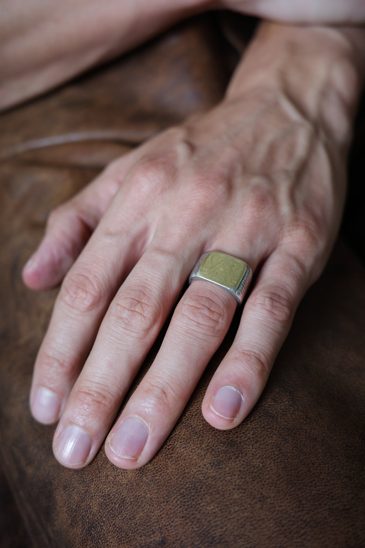 Antique signet ring with golden top
