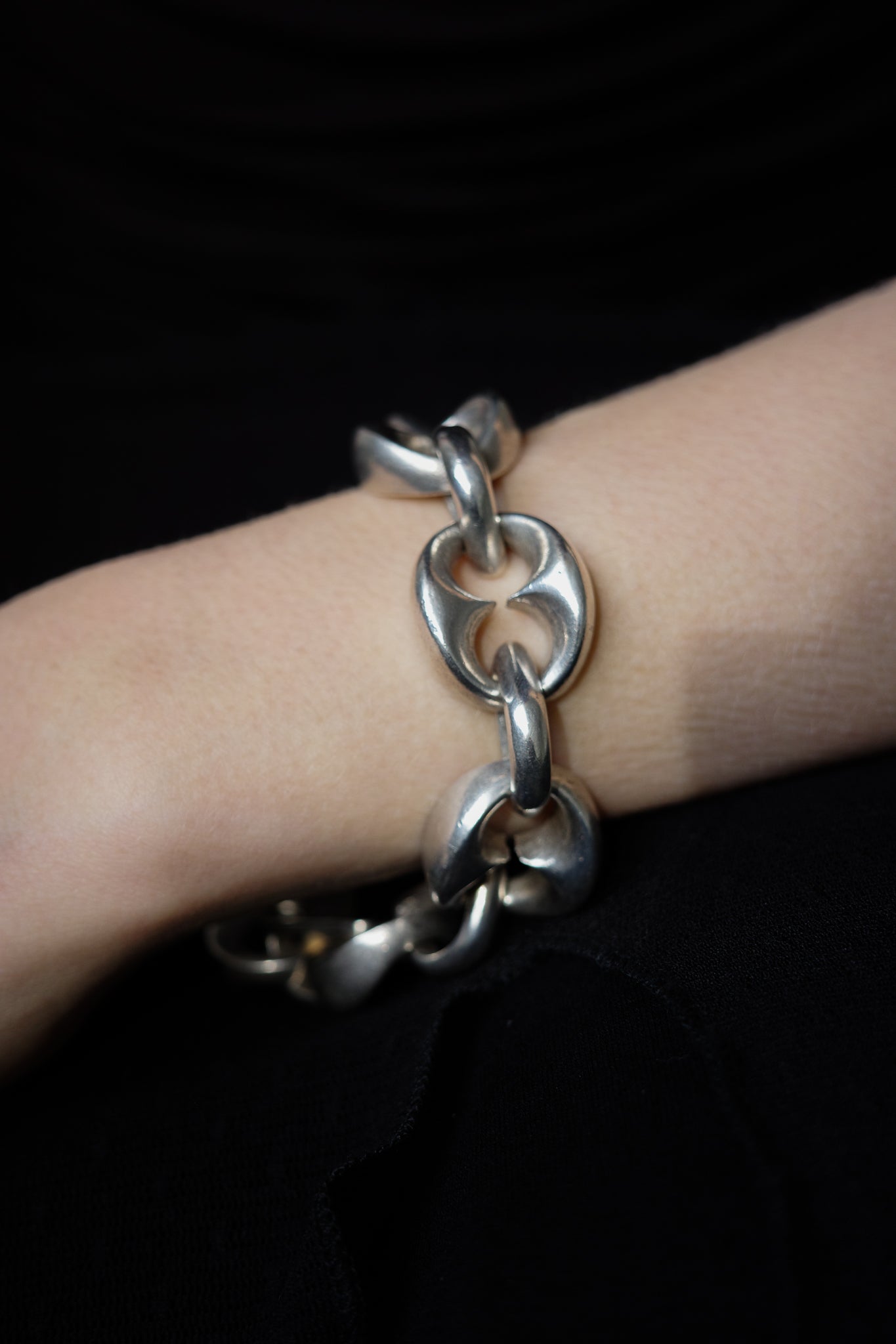 Solid sterling coffee bean bracelet