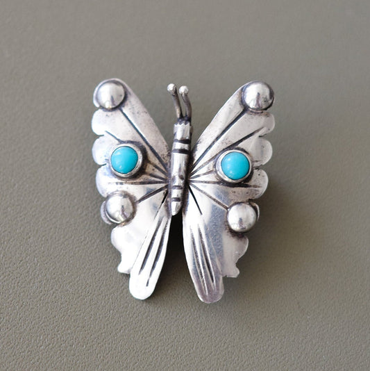 1950s turquoise butterfly brooch