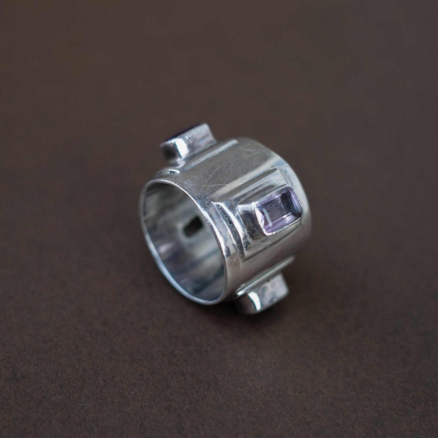 Square amethyst ring
