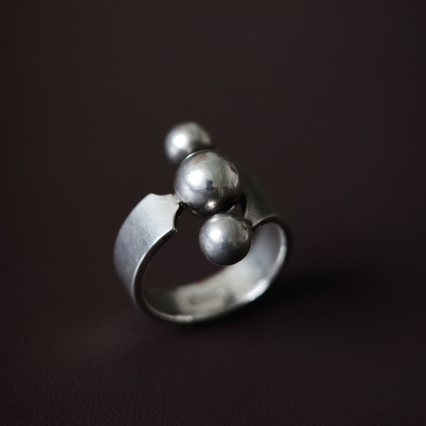 Three ball ring by Anna Greta Eker