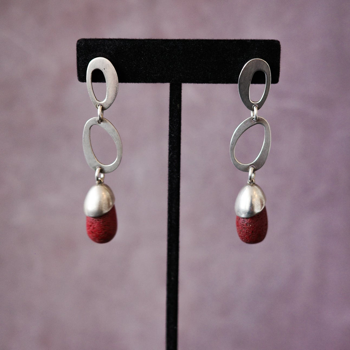 Drop coral modernist earrings