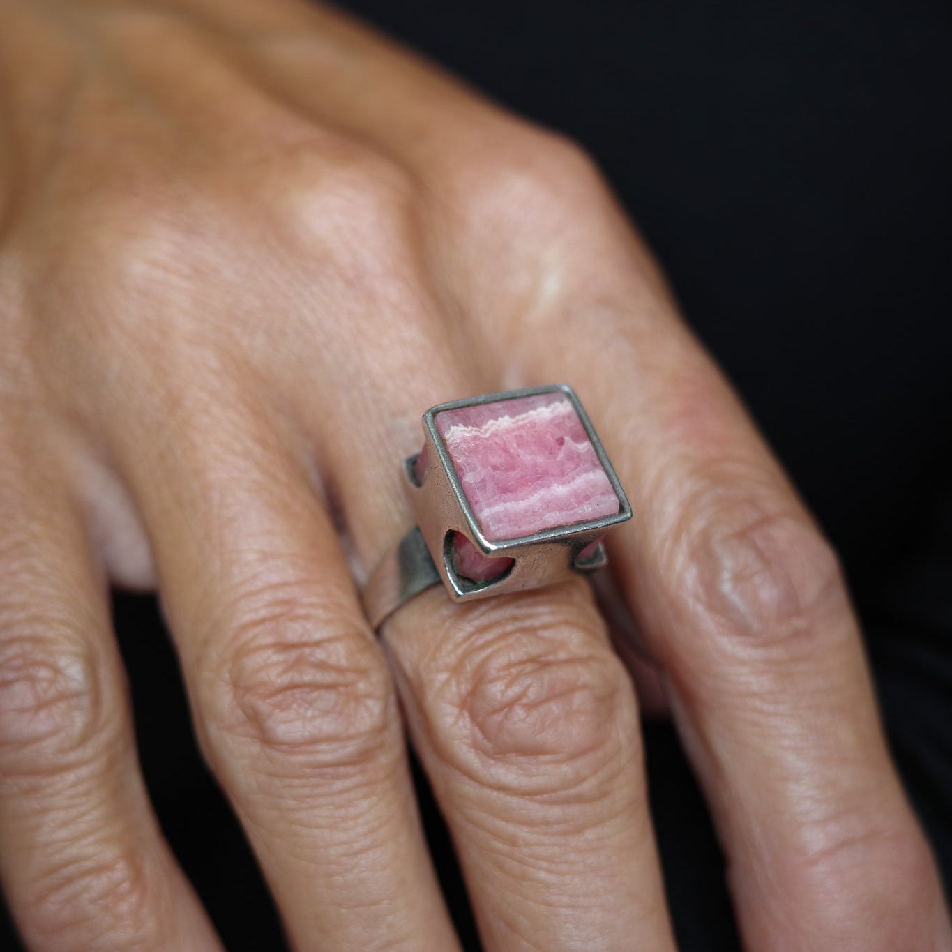 Rhodochrosite Sculptural Ring