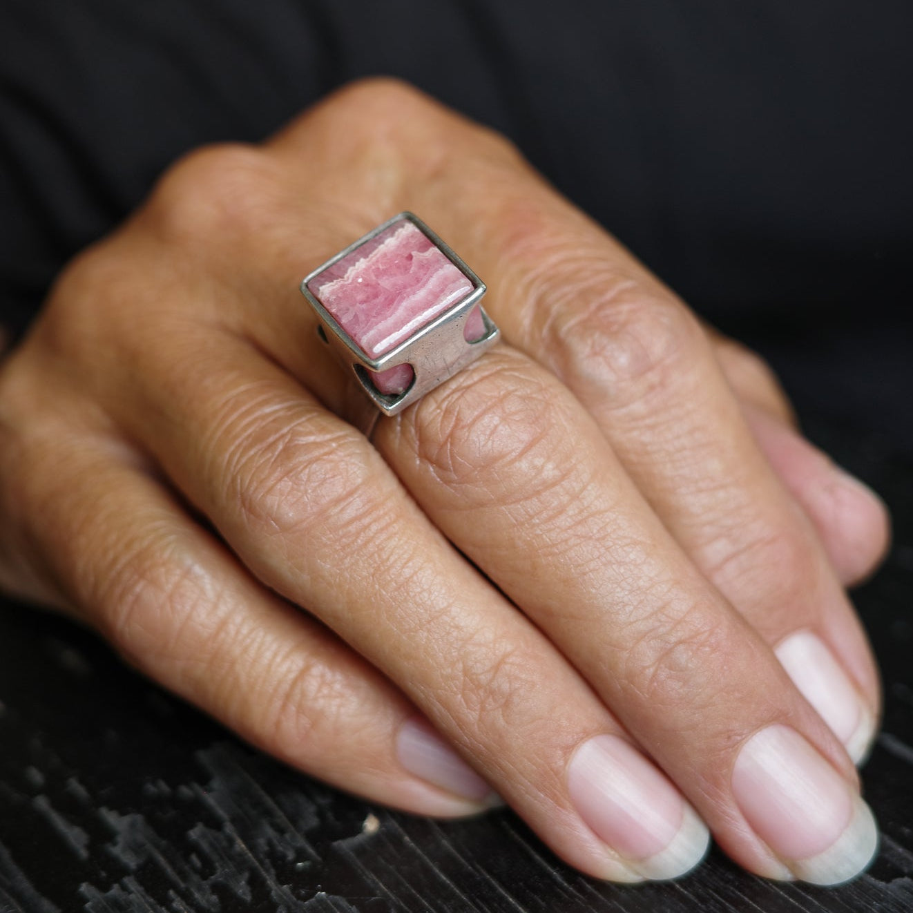 Rhodochrosite Sculptural Ring