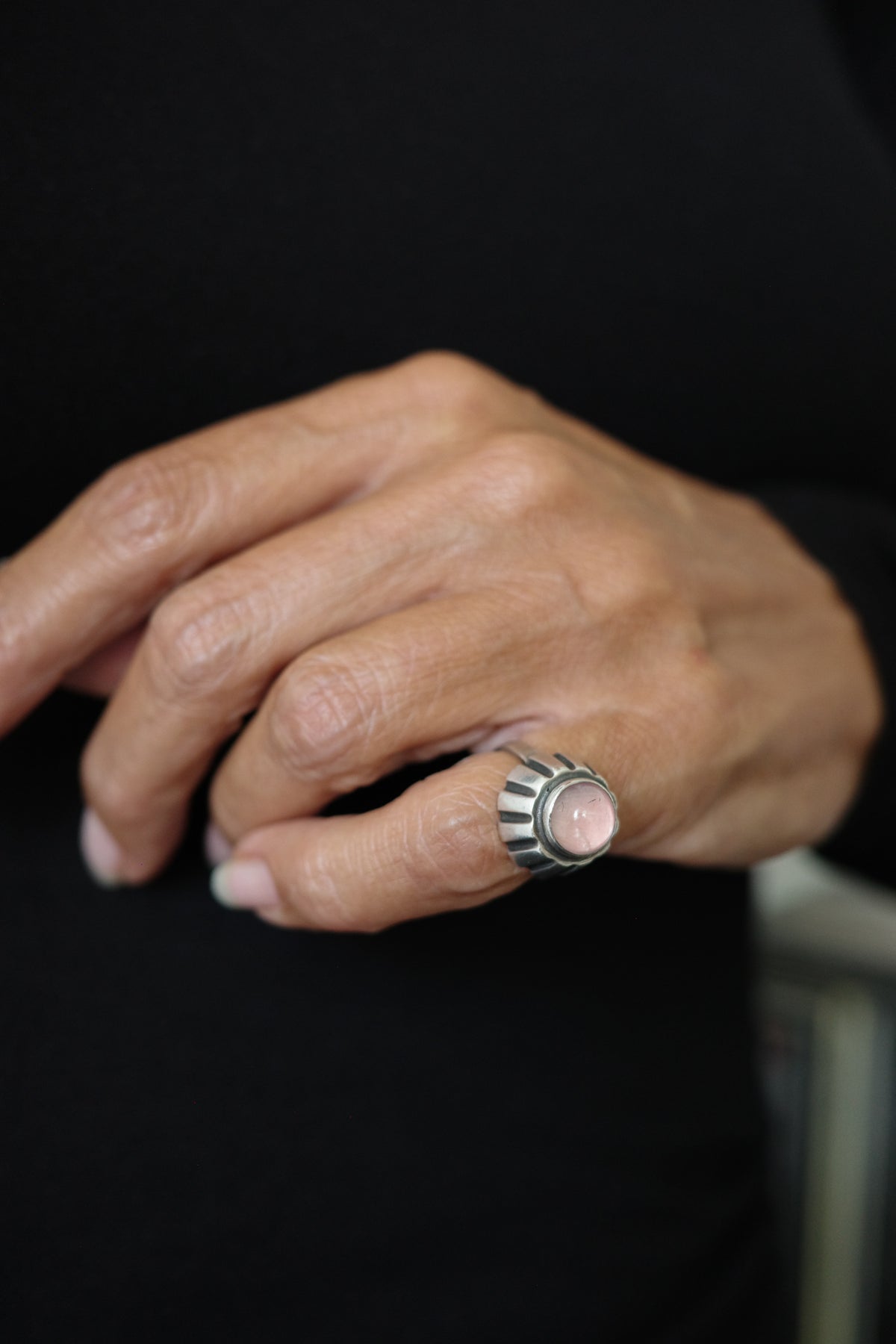Rose Quartz pinky ring