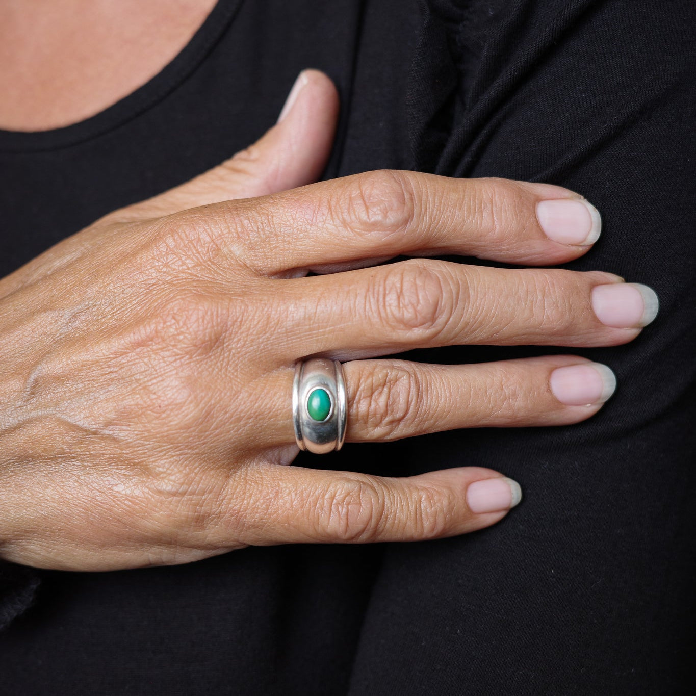 Malachite timeless band ring