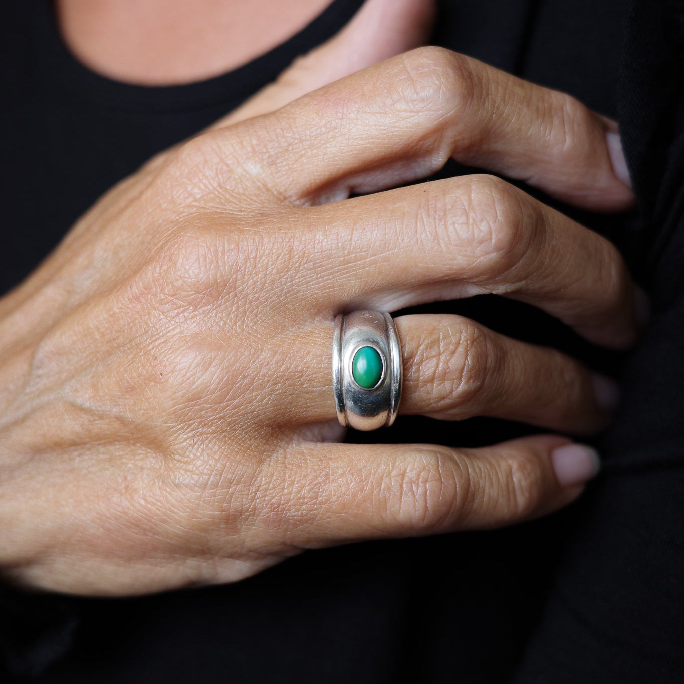 Malachite timeless band ring
