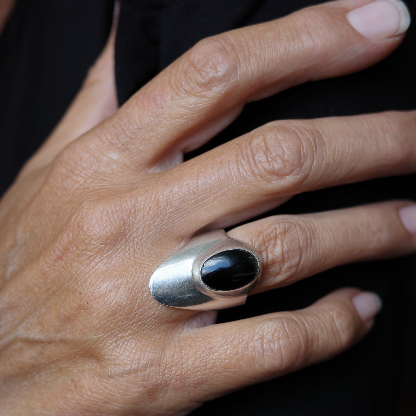 Mid-Century Mexican onyx ring